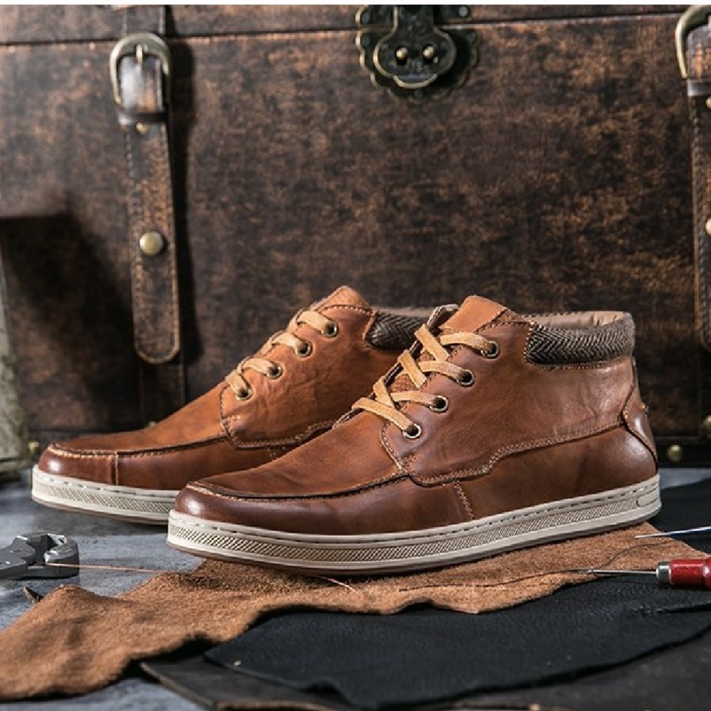 Mens "Noah" Genuine Leather High-Top Fashion Shoes